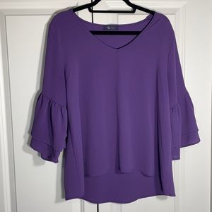 Purple Blouse with Short Bell Sleeves